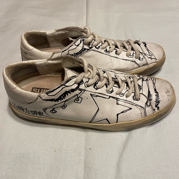 Golden Goose White Graphics Print Superstar sneakers - Picture 1 of 7